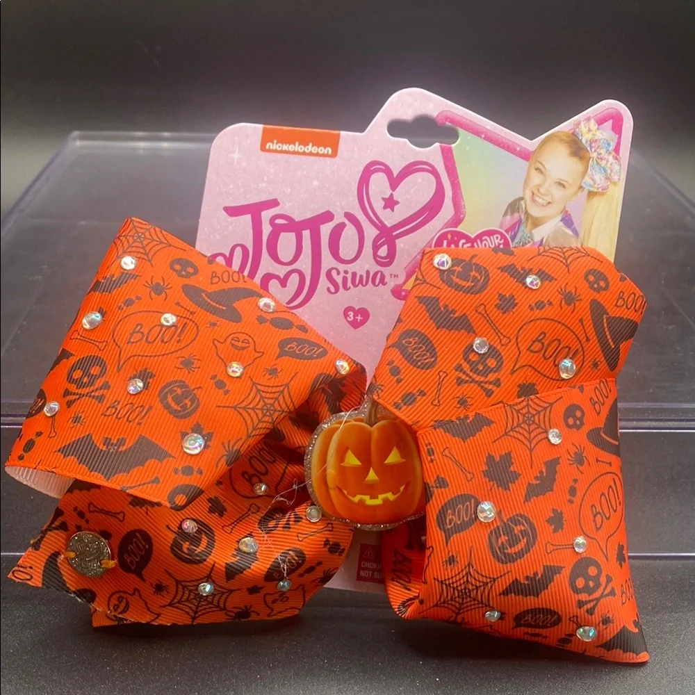 JoJo Siwa Festive Orange Hair Bow with Pumpkin Charm